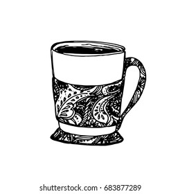 Hand Drawn Sketch of Tea Cup. Vintage Sketch. Great for label, banner, poster