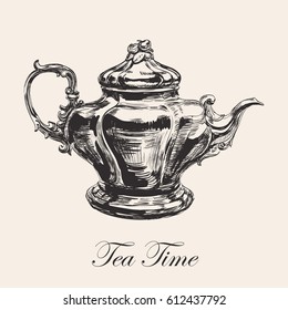 Hand Drawn Sketch Teapot Vector illustration