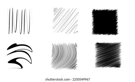 Hand drawn sketch texture. Cross and paraller hatch. Pencil stroke pattern. Set of drawn line hatching texture. Sketch freehand line drawing illustration 