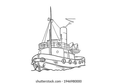 Hand Drawn Sketch Tug Boat Vector Stock Vector (Royalty Free ...