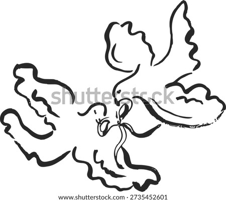 Hand drawn sketch of two birds for romantic wedding decor