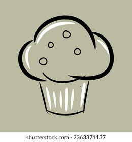 hand drawn sketch vector funny cup cake 