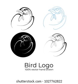 Hand drawn sketch. Vector illustration background. logo of bird. vector image. isolated on a white background. Wild Animals. Vector illustration. Icon.     
