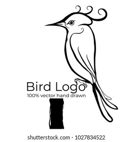 Hand drawn sketch. Vector illustration background. logo of bird. vector image. isolated on a white background. Wild Animals. Vector illustration. Icon.