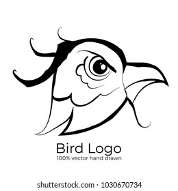 Hand drawn sketch. Vector illustration background. logo of bird. vector image. isolated on a white background. Wild Animals. Vector illustration. Icon.