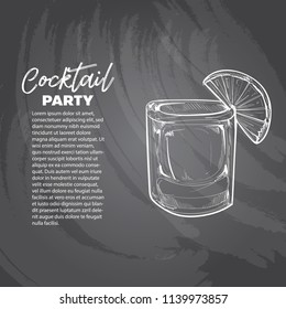 hand drawn sketch vector illustration of Alcoholic cocktail glass. chalk drawing style.