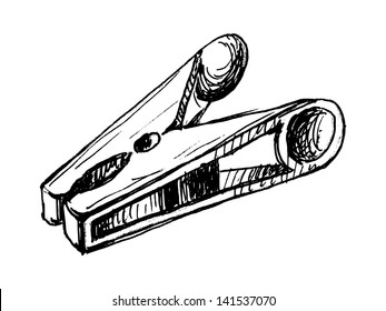 hand drawn, sketch, vector illustration of clothes pegs