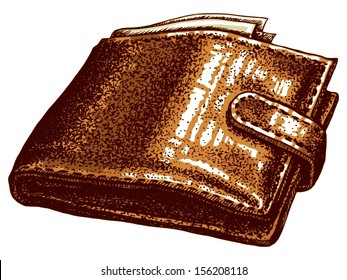 hand drawn, sketch, vector illustration of partmone, wallet