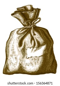 hand drawn, sketch, vector illustration of old sack
