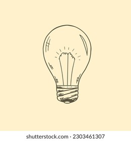 Dibujo manual de la ilustración vectorial de la bombilla.