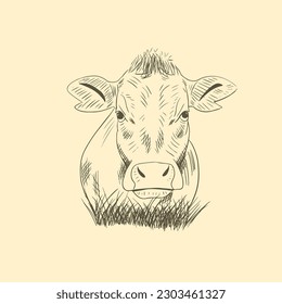 Hand drawn sketch vector illustration of cow.
