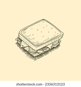 Hand drawn sketch vector illustration of sandwich.