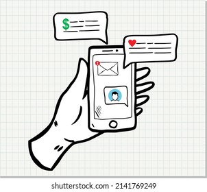 Hand drawn sketch in vector on white paper background 