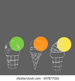 Hand drawn sketch vector set  ice cream  
