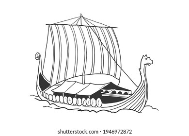 Hand Drawn Sketch Of Viking Ship