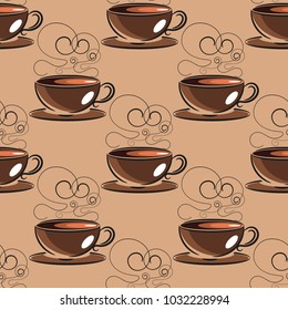 Hand drawn sketch vintage coffee beans seamless pattern. Vector illustration. Background for cafe and restaurant menu design