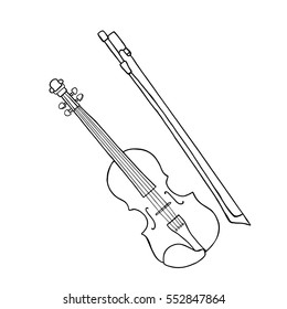 Hand drawn sketch of violin. Vector illustration isolated on a white