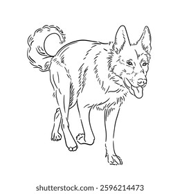 Hand drawn sketch of walking dog.