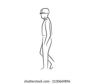 hand drawn and sketch walking engineer illustration