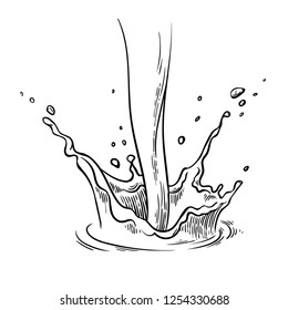 Hand drawn sketch water or milk splash crown vector illustration