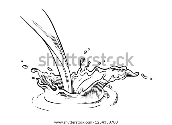 Hand Drawn Sketch Water Milk Splash Stock Vector (Royalty Free ...