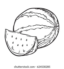 Hand Drawn Sketch Watermelon Illustration Stock Vector (Royalty Free ...