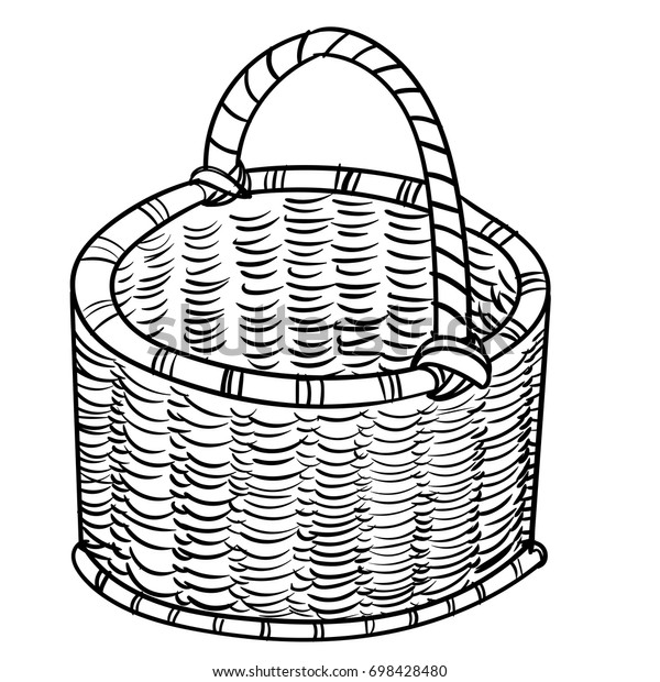 Hand Drawn Sketch Wicker Baskets Isolated Stock Vector (Royalty Free ...