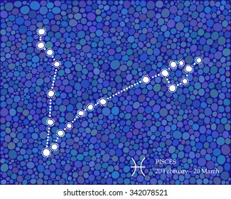 Hand drawn sketch Zodiac sign illustration. Pisces constellation