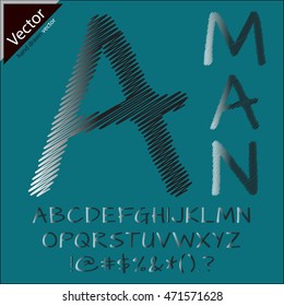 Hand drawn and sketched font, vector sketch style alphabet.