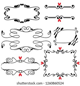 Hand drawn sketched line border wedding art vector illustration