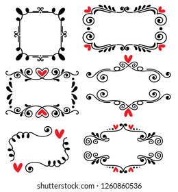 Hand drawn sketched line border wedding art vector illustration
