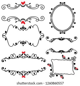 Hand drawn sketched line border wedding art vector illustration