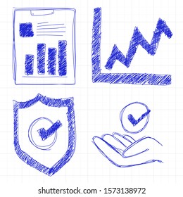 Hand drawn sketched picture with scribble fill. Sharing Economy Report Document.