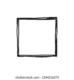 Hand drawn sketched square frame isolated on white background.