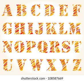 handgezeichnetes orangefarbenes Vektor-Alphabet