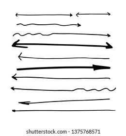 Hand drawn sketches and doodle. Lines, stripes, arrows