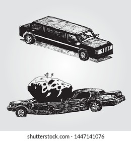 Hand Drawn Sketches of Limousine