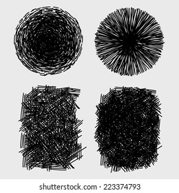 Hand drawn sketches rough hatching grunge texture. vector illustration