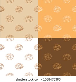 Hand drawn sketch.Seamless pattern with different bread.