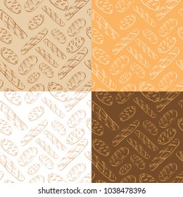 Hand drawn sketch.Seamless pattern with different bread.