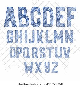 hand drawn sketchy alphabet vector font. Letters for logo