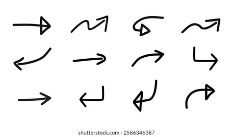 Hand Drawn Sketchy Arrows Icon set editable stroke 