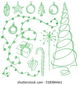 Hand drawn sketchy Christmas elements Doodle, vector illustration