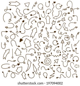 Hand drawn sketchy and doodle arrow collection  