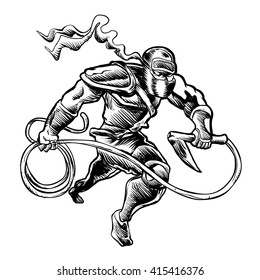 hand drawn Sketchy illustration of a ninja