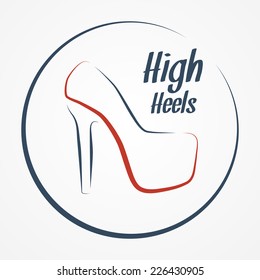 Hand drawn sketchy logo with stylized high-heeled shoe