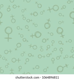 Hand drawn sketchyseamless pattern with venus mirrors. Nice Vector graphic illustration EPS 8