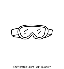 Hand drawn ski goggles icon in vector. Ski goggles doodle illustration in vector. 