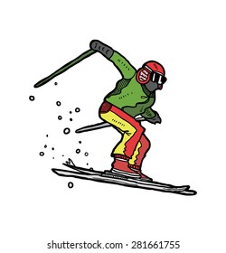 hand drawn skiing man