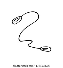Hand drawn skipping rope isolated on a white background. Doodle, simple outline illustration. It can be used for decoration of textile, paper and other surfaces.